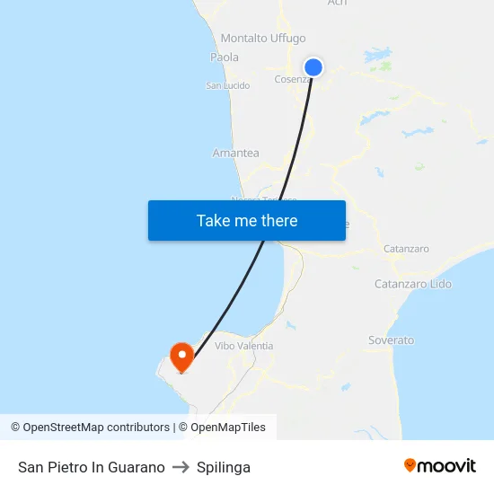 San Pietro In Guarano to Spilinga map