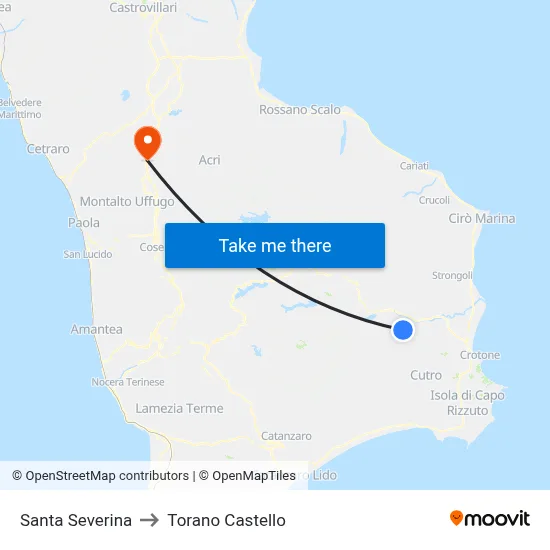 Santa Severina to Torano Castello map