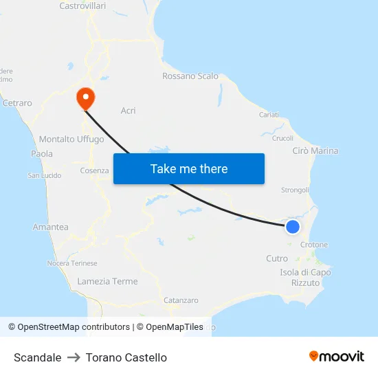 Scandale to Torano Castello map
