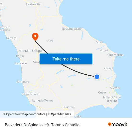 Belvedere Di Spinello to Torano Castello map