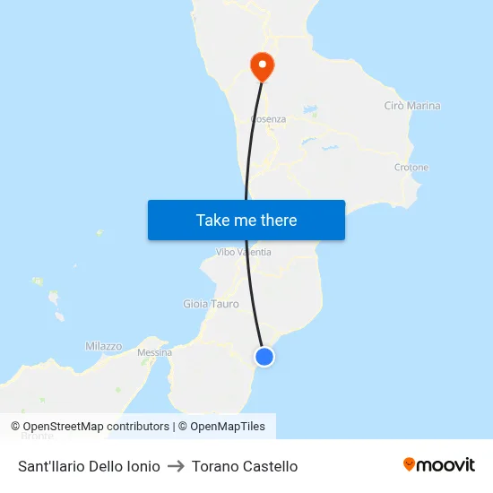 Sant'Ilario Dello Ionio to Torano Castello map