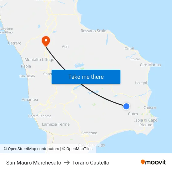 San Mauro Marchesato to Torano Castello map