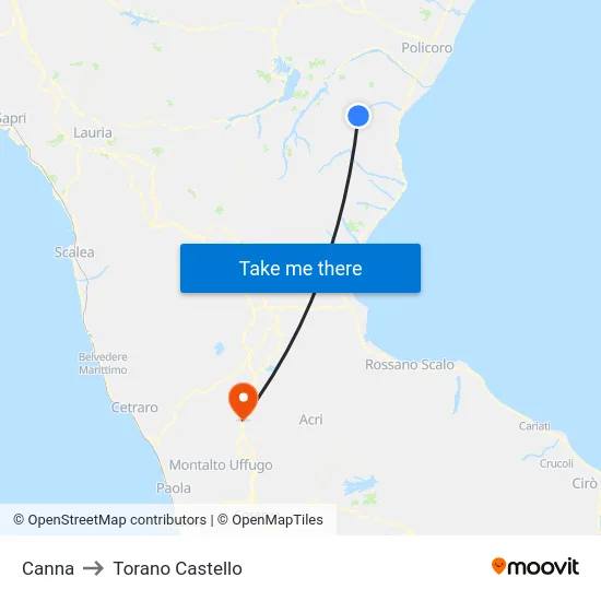 Canna to Torano Castello map