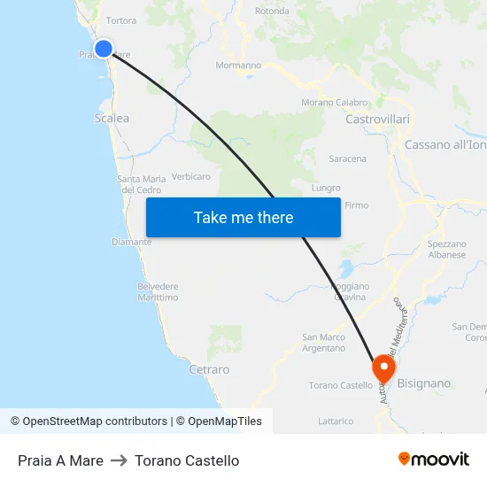 Praia A Mare to Torano Castello map