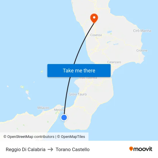 Reggio Di Calabria to Torano Castello map