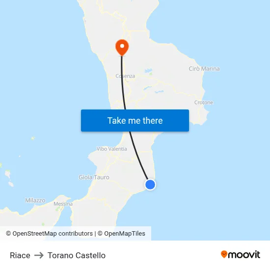 Riace to Torano Castello map