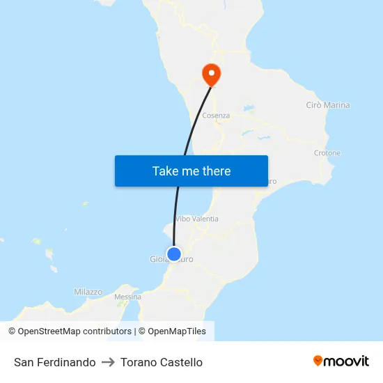 San Ferdinando to Torano Castello map