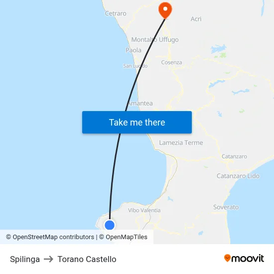 Spilinga to Torano Castello map