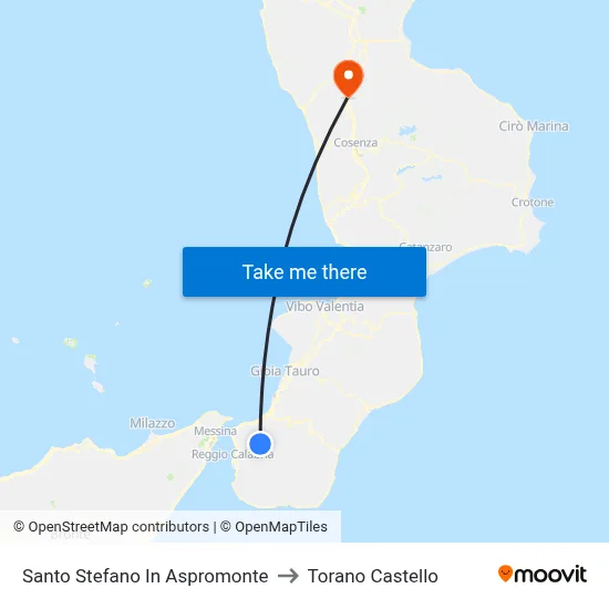 Santo Stefano in Aspromonte to Torano Castello map