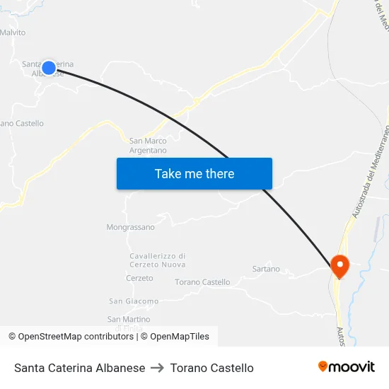 Santa Caterina Albanese to Torano Castello map