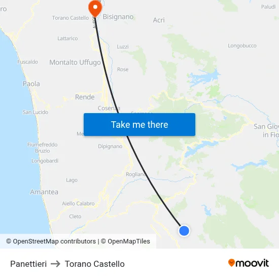 Panettieri to Torano Castello map