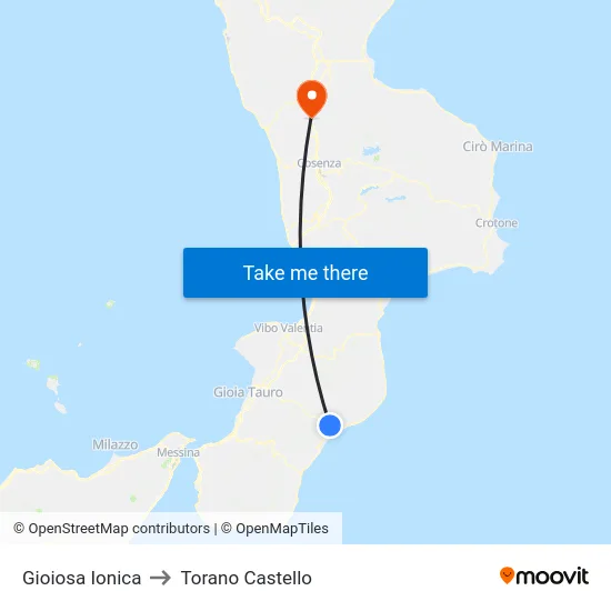 Gioiosa Ionica to Torano Castello map