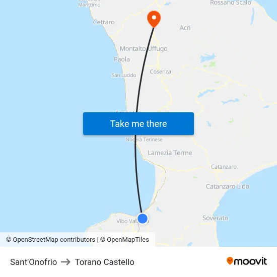 Sant'Onofrio to Torano Castello map