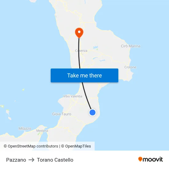 Pazzano to Torano Castello map