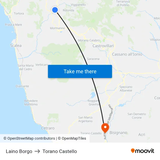 Laino Borgo to Torano Castello map