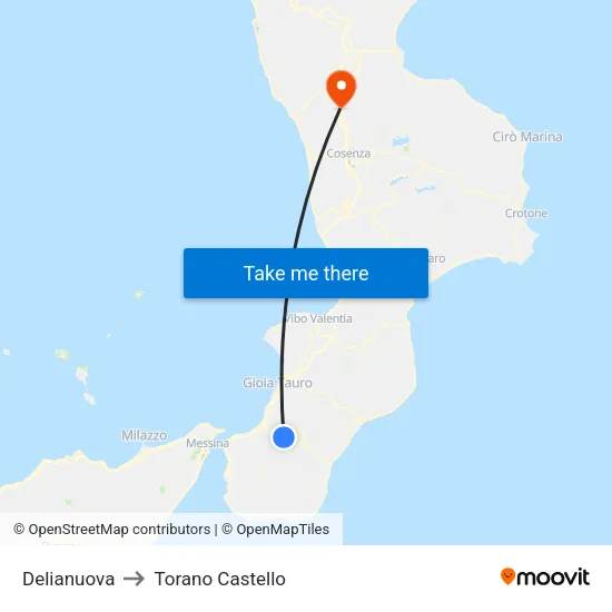 Delianuova to Torano Castello map