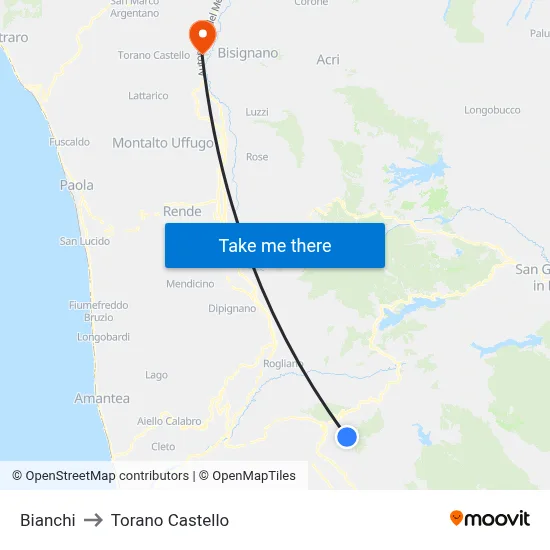 Bianchi to Torano Castello map