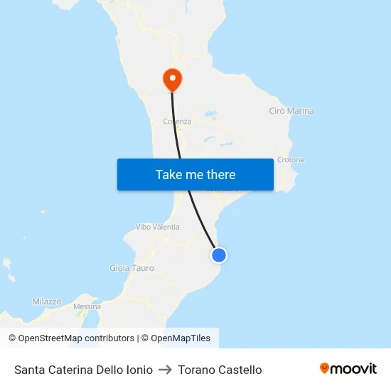 Santa Caterina Dello Ionio to Torano Castello map