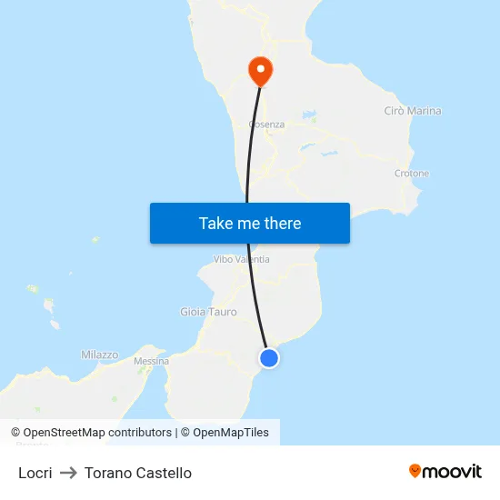 Locri to Torano Castello map