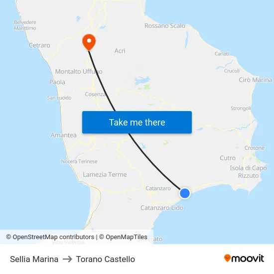 Sellia Marina to Torano Castello map