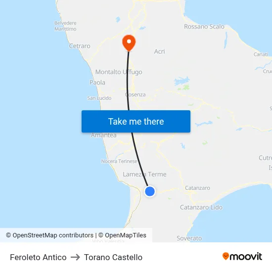 Feroleto Antico to Torano Castello map
