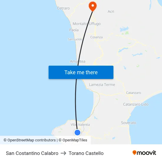 San Costantino Calabro to Torano Castello map