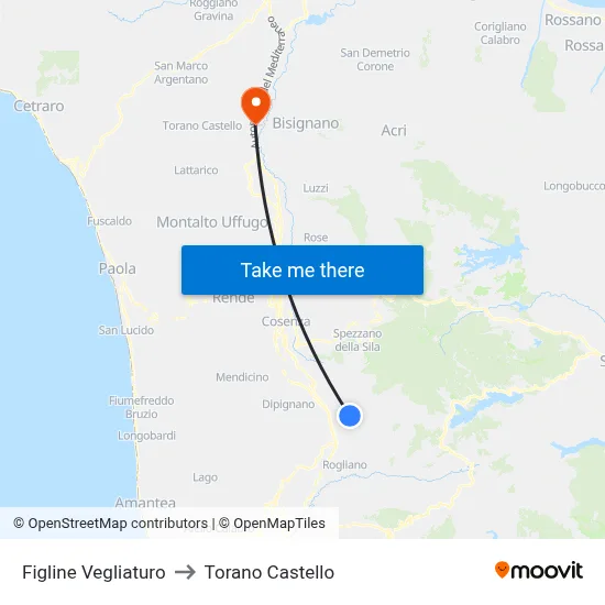 Figline Vegliaturo to Torano Castello map