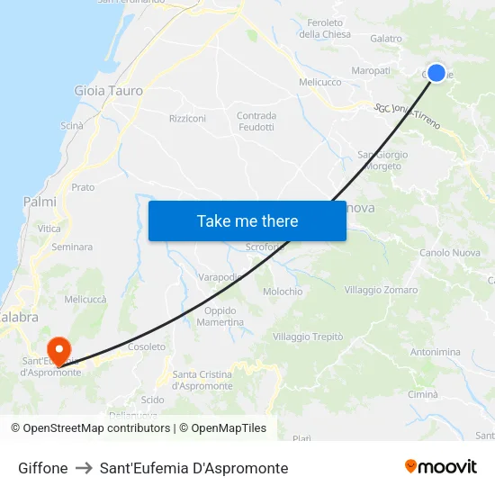 Giffone to Sant'Eufemia D'Aspromonte map