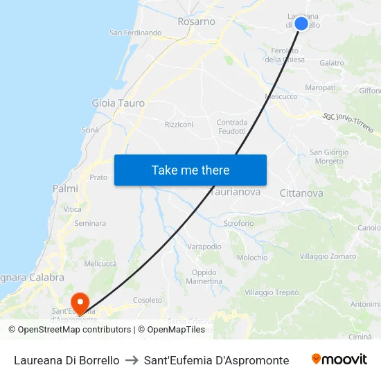 Laureana Di Borrello to Sant'Eufemia D'Aspromonte map