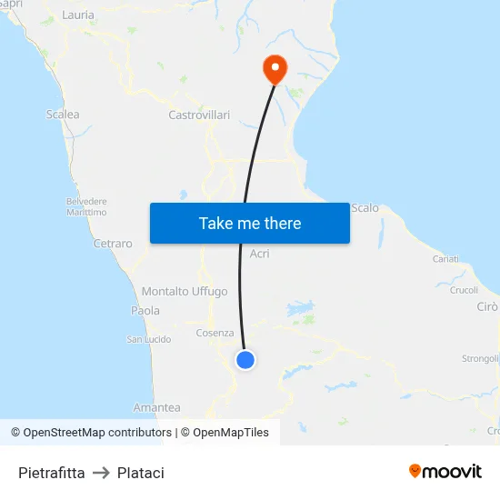 Pietrafitta to Plataci map