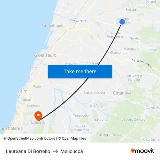 Laureana Di Borrello to Melicuccà map