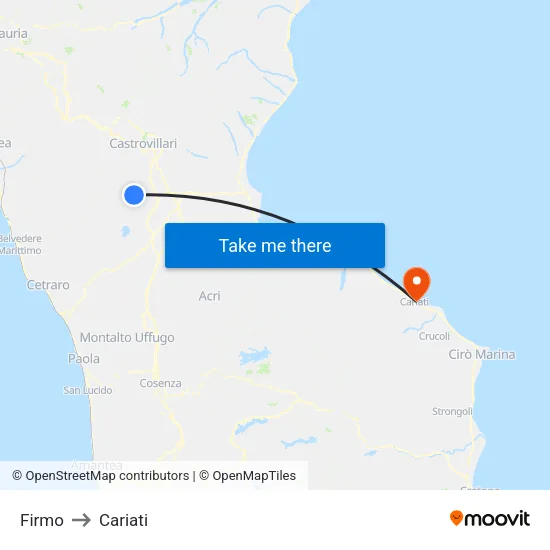Firmo to Cariati map
