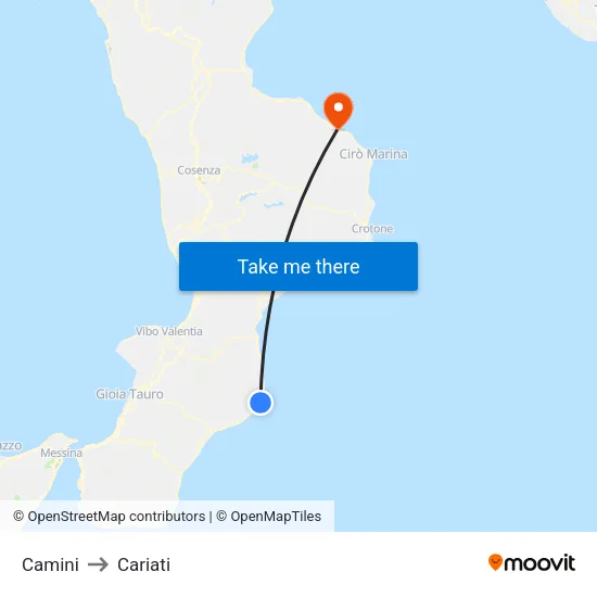 Camini to Cariati map
