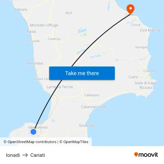 Ionadi to Cariati map