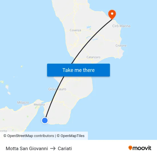 Motta San Giovanni to Cariati map
