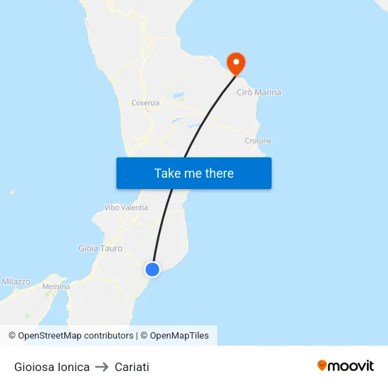 Gioiosa Ionica to Cariati map