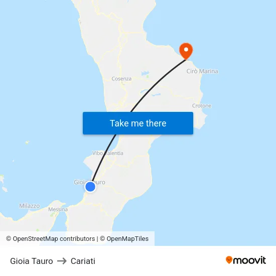 Gioia Tauro to Cariati map