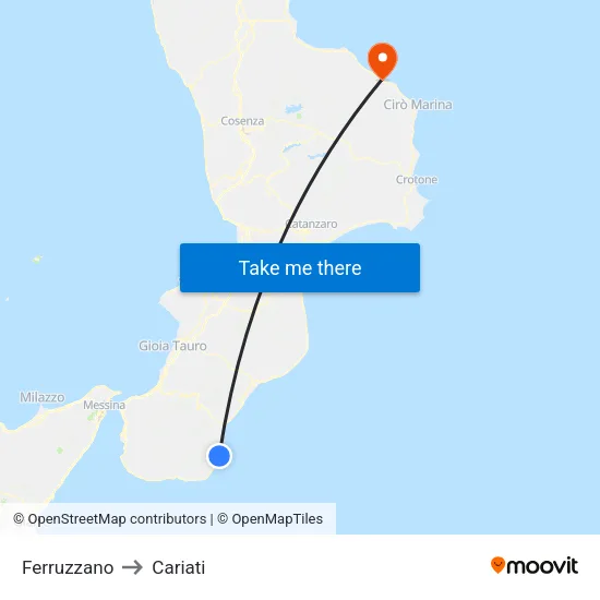 Ferruzzano to Cariati map