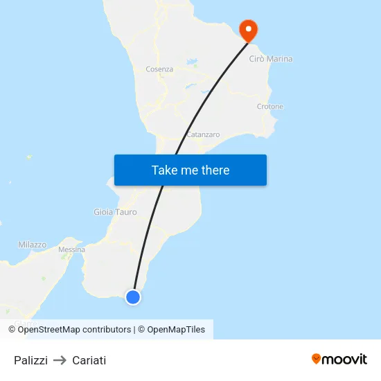 Palizzi to Cariati map