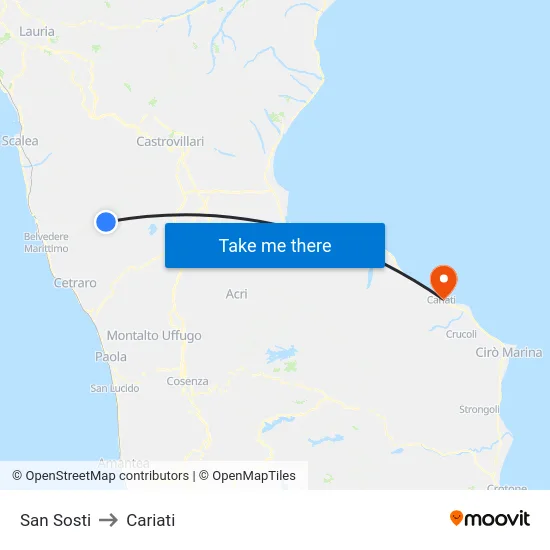 San Sosti to Cariati map