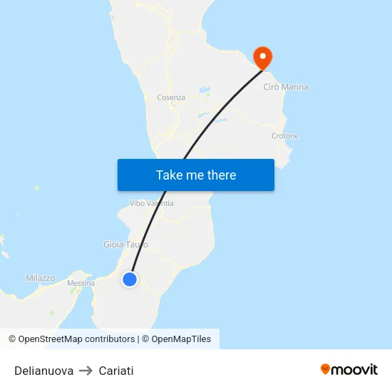 Delianuova to Cariati map