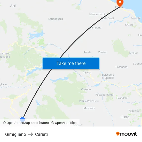 Gimigliano to Cariati map