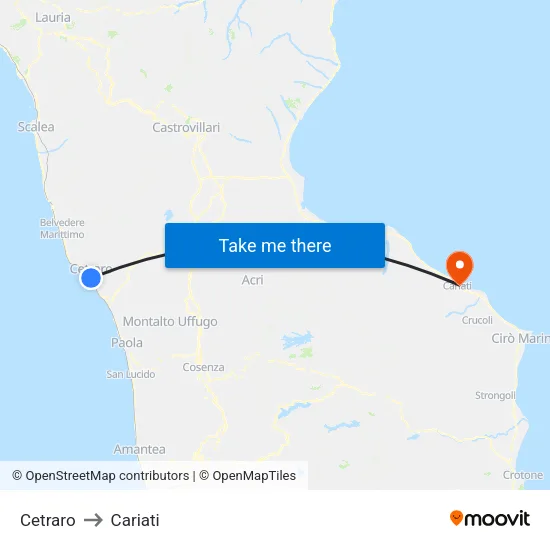 Cetraro to Cariati map