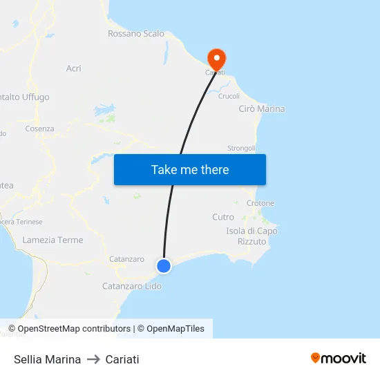 Sellia Marina to Cariati map