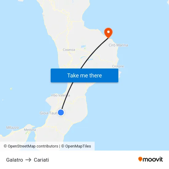 Galatro to Cariati map