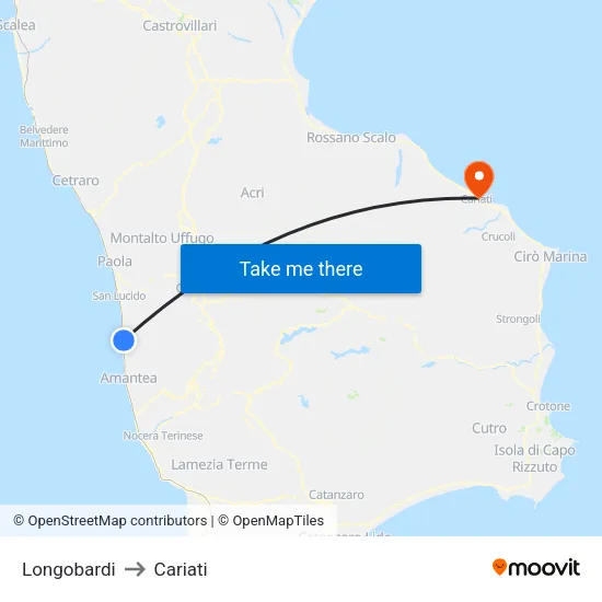 Longobardi to Cariati map