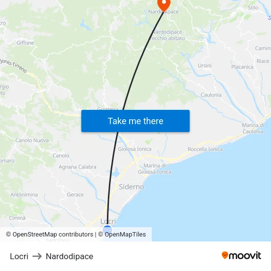 Locri to Nardodipace map