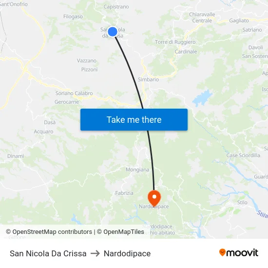 San Nicola Da Crissa to Nardodipace map