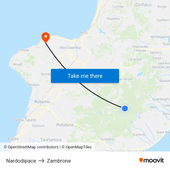 Nardodipace to Zambrone map