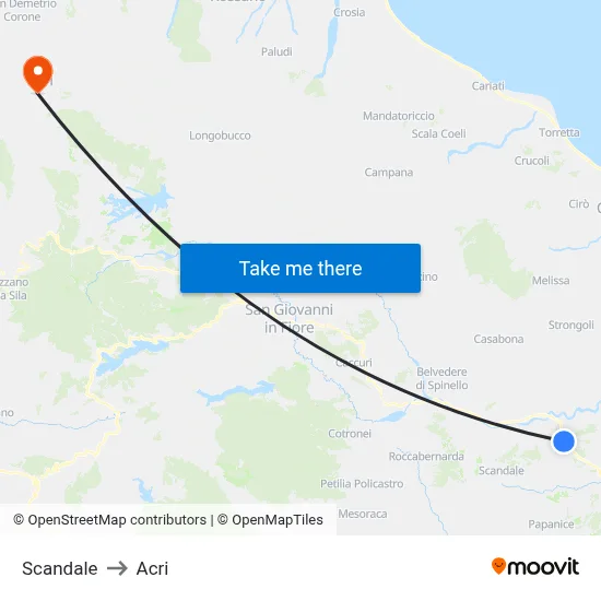 Scandale to Acri map